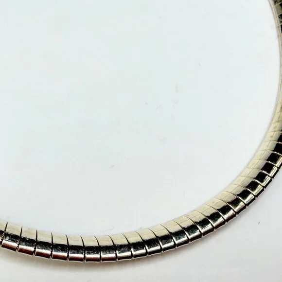 Italian H925 Sterling Silver Omega Necklace 16 Inch 5.5mm 26.4g JR1276